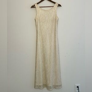 NWOT Narcissus Gold Shimmer Mesh Overlay Maxi Dress | Size 5/6